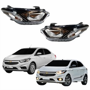 Par de Farol Gm Onix Prisma 2017 Até 2019 Com LED