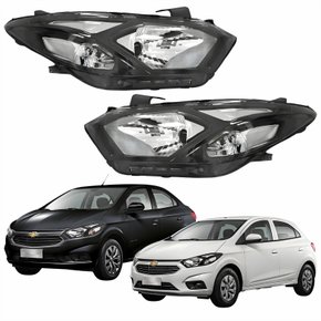 Par Farol Principal Gm Onix Prisma 2017 2018 2019 Máscara Negra