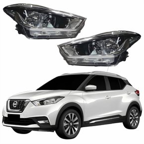 Par Farol Principal Nissan Kicks 2017 Até 2021 Máscara Cromada