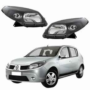 Par Farol Principal Renault Sandero 2008 2009 2010 2011 Máscara Negra