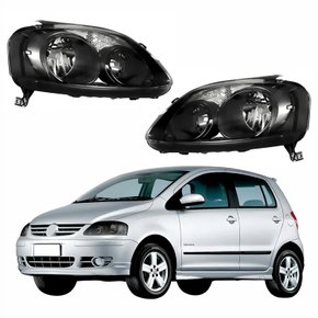 Par Farol Principal Vw Fox 2008 2009 2010 Máscara Negra