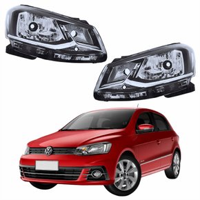 Par Farol Principal Vw Gol G7 2016 2017 Foco Simples Friso Cromado