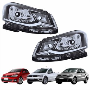 Par Farol Principal Vw Gol G7 2016 Até 2018 Voyage G7 2017 2018 Saveiro G7 2018 Até 2020 Foco Simples Friso Cromado