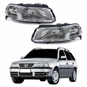 Par Farol Principal Vw Parati 1999 Até 2005 Foco Simples Máscara Cromada