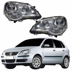 Par Farol Principal Vw Polo 2008 Até 2015 Máscara Cromada