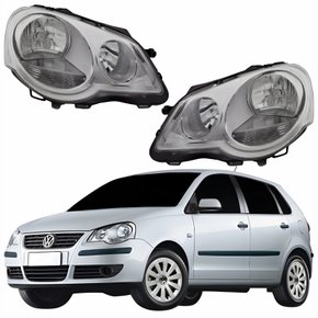 Par Farol Principal Vw Polo 2008 Até 2015 Máscara Cromomix