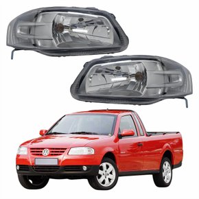 Par Farol Principal Vw Saveiro G4 2005 Até 2009 Máscara Cinza
