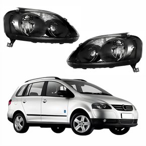 Par Farol Principal Vw Spacefox 2008 2009 2010 Máscara Negra
