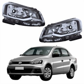 Par Farol Principal Vw Voyage G7 2017 2018 Foco Simples Friso Cromado