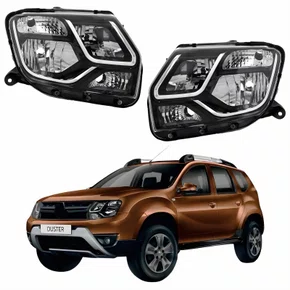 Par Farol Renault Duster 2015 Até 2020 Máscara Negra