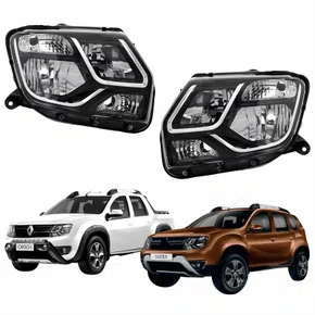 Par Farol Renault Duster Oroch 2015 Até 2020 Máscara Negra