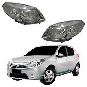 Par Farol Renault Sandero 2008 2009 2010 2011 Mascara Cromada