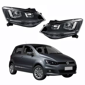 Par Farol Vw Fox 2015 Até 2019 Original Friso Preto
