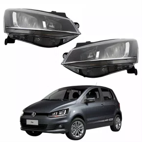 Par Farol Vw Fox 2015 Até 2019 ORIGINAL Máscara Negra Friso Cromado