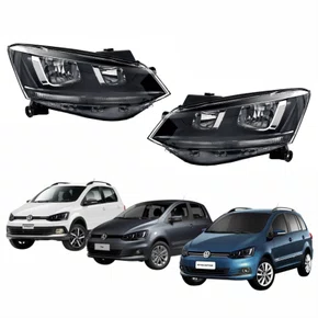 Par Farol Vw Fox Crossfox Spacefox 2015 Até 2019 Original Friso Preto