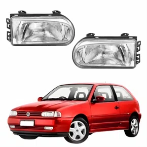 Par Farol Vw Gol G2 1995 Até 1999 Foco Simples Máscara Cromada