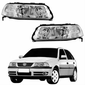 Par Farol VW Gol G3 1999 Até 2005 Foco Duplo Máscara Cromada ARTEB
