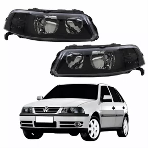 Par Farol VW Gol G3 1999 Até 2005 Foco Duplo Máscara Negra