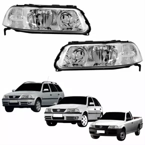 Par Farol VW Gol Saveiro Parati G3 1999 Até 2005 Foco Duplo Máscara Cromada