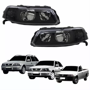 Par Farol VW Gol Saveiro Parati G3 1999 Até 2005 Foco Duplo Máscara Negra