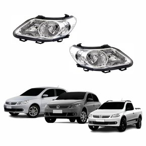 Par Farol Vw Gol Voyage G5 2009 Até 2012 Saveiro G5 2009 Até 2013 Máscara Cromada