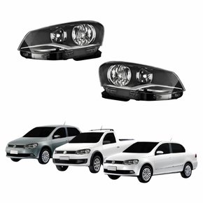 Par Farol Vw Gol Voyage Saveiro G6 2013 Até 2016 Máscara Negra
