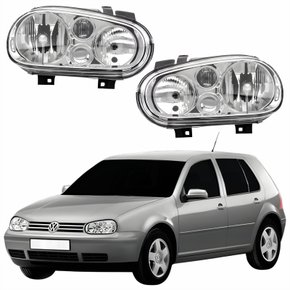 Par Farol Vw Golf 1999 Até 2007 Sem Auxiliar Cromado Manual Elétrico