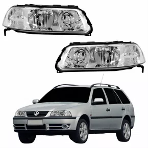 Par Farol VW Parati G3 1999 Até 2005 Foco Duplo Máscara Cromada ARTEB