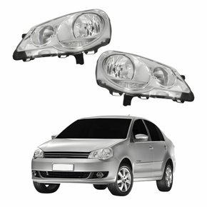 Par Farol Vw Polo 2008 Até 2014 Máscara Cromada