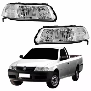 Par Farol VW Saveiro G3 1999 Até 2005 Foco Duplo Máscara Cromada