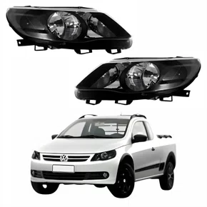 Par Farol Vw Saveiro G5 2010 Até 2013 Máscara Negra