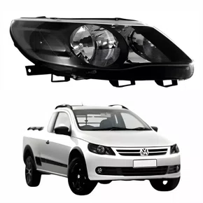 Farol Vw Saveiro G5 2010 Até 2013 Máscara Negra Lado Direito Passageiro