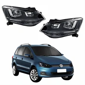 Par Farol Vw Spacefox 2015 Até 2019 Original Friso Preto