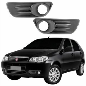 Par Grade Parachoque Fiat Palio 2008 2009 2010 2011 2012 Com Furo Cinza