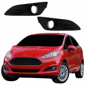 Par Grade Parachoque Ford New Fiesta 2014 2015 2016 2017 2018 Aro Cinza Com Furo