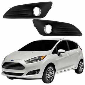 Par Grade Parachoque Ford New Fiesta 2014 2015 2016 2017 2018 Aro Cromado Com Furo