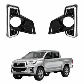 Par Grade Parachoque Toyota Hilux SRV 2018 2019 2020 Black Piano Com Moldura Cromada