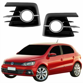 Par Grade Parachoque Vw Gol G7 2016 2017 2018 Com Furo Aro Cromado