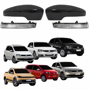 Par Kit Capa Com Pisca Retrovisor Vw Fox Gol Saveiro Voyage 2013 Até 2016 Golf Up 2013 2014 Liso