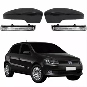 Par Kit Capa Com Pisca Retrovisor Vw Gol G6 2013 Até 2016 Liso