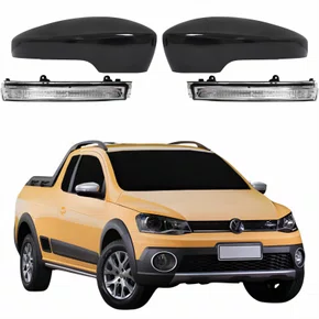 Par Kit Capa Com Pisca Retrovisor Vw Saveiro G6 2013 Até 2016 Liso