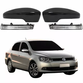 Par Kit Capa Com Pisca Retrovisor Vw Voyage G6 2013 Até 2016 Liso