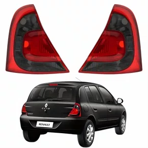 Par Lanterna Renault Clio 2013 Até 2016 Fumê Carcaça Preta
