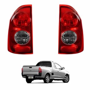 Par Lanterna Traseira Bicolor Chevrolet Montana 2003 Até 2010 Bicolor Fume
