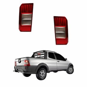 Par Lanterna Traseira Fiat Strada 2008 Até 2012 Bicolor Tampa