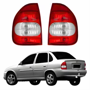 Par Lanterna Traseira Gm Corsa Sedan Classic 2000 Até 2010 Bicolor Cristal