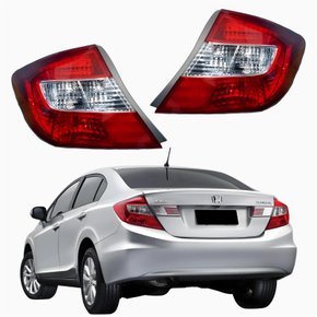 Par Lanterna Traseira Honda Civic 2012 2013 2014 2015 2016 Canto Bicolor