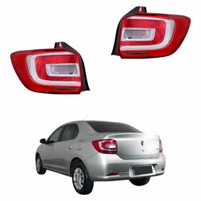 Par Lanterna Traseira Renault Logan 2014 Até 2019 Bicolor Cristal