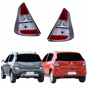 Par Lanterna Traseira Renault Sandero Stepway 2012 2013 2014 Borda Cinza