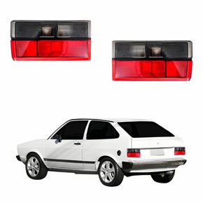 Par Lanterna Traseira Vw Gol 1980 Até 1986 Fumê Friso Preto